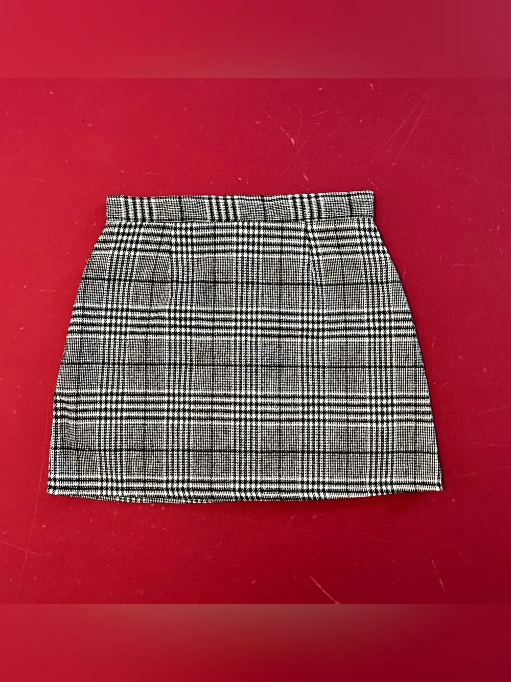 Black & White Plaid Mini Skirt